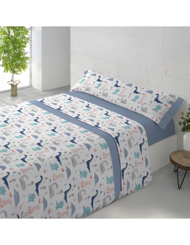 JUEGO DE SÁBANAS DINOSAURIOS CAMA 90 CM.
