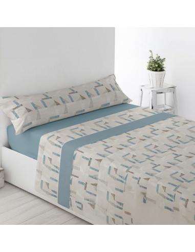JUEGO DE SÁBANAS PIRINEO SAMA AZUL CAMA 135 CM.
