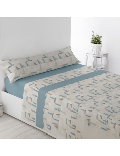 JUEGO DE SÁBANAS PIRINEO SAMA AZUL CAMA 150 CM.

