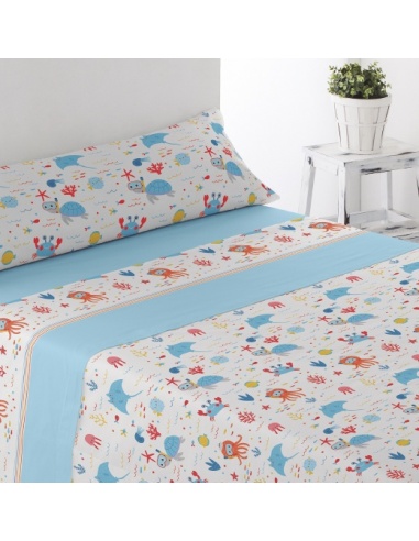 JUEGO DE SÁBANAS PIRINEO OCÉANO CAMA 90 CM.
