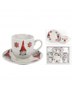 JUEGO DE 6 TAZAS GNOMO CON PLATO
