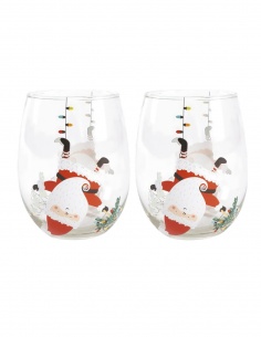 JUEGO DE 2 VASOS CRISTAL PAPA NOEL
