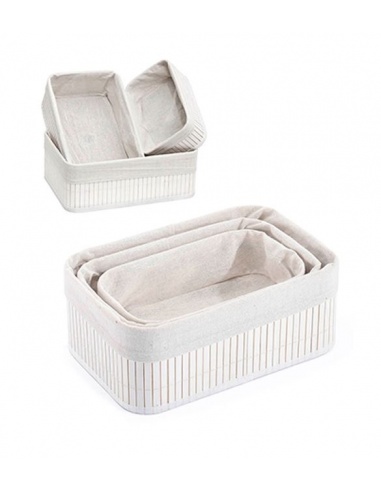 SET 3 CESTAS ORDENACION BAMBU BLANCO
