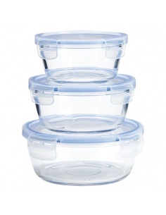 SET DE 3 FIAMBRERAS REDONDAS HERMÉTICAS DE CRISTAL
