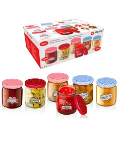 SET DE 6 TARROS CON TAPA 
