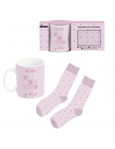 SET TAZA CERÁMICA Y CALCETINES LOVE
