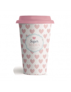 MUG CERÁMICA TAPA SILICONA MAMÁ ROSA 
