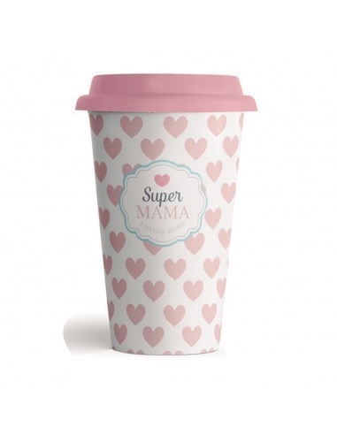 MUG CERÁMICA TAPA SILICONA MAMÁ ROSA 
