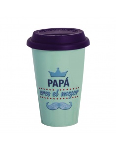 MUG CERÁMICA TAPA SILICONA PAPÁ VERDE  
