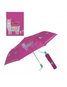PARAGUAS PLEGABLE AUTOMÁTICO LLAMA ROSA
