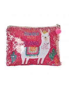 CARTERA NECESER LENTEJUELAS LLAMA ROJO
