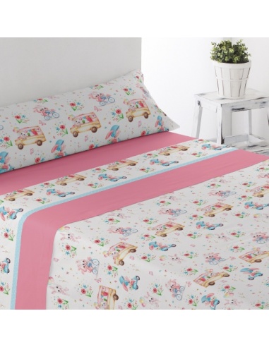 JUEGO DE SÁBANAS PIRINEO TÉRMICA CONEJOS CAMA 90 CM 
